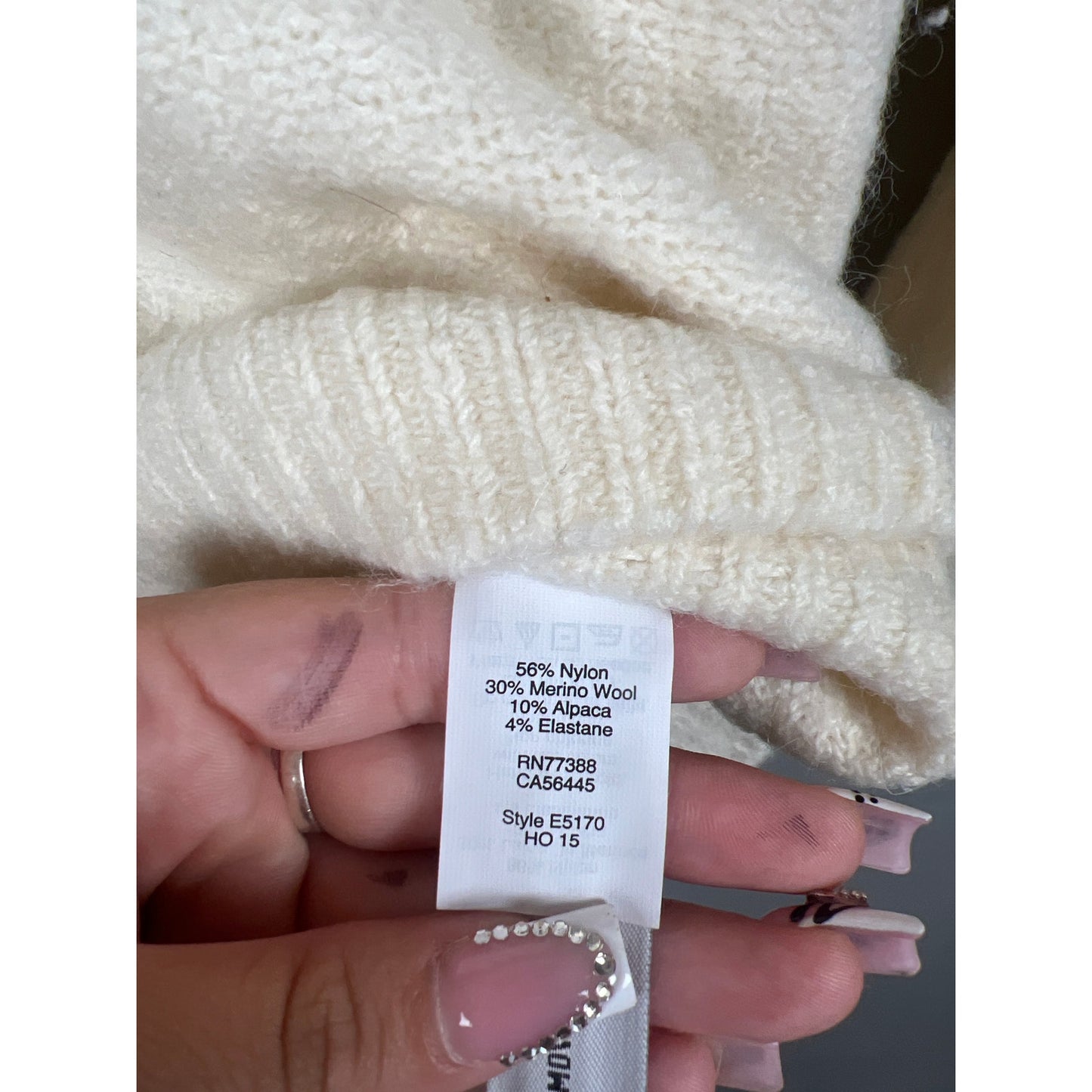 Madewell XS Snowglobe Bobble Turtleneck White Pullover Sweatshirt Nylon/Wool