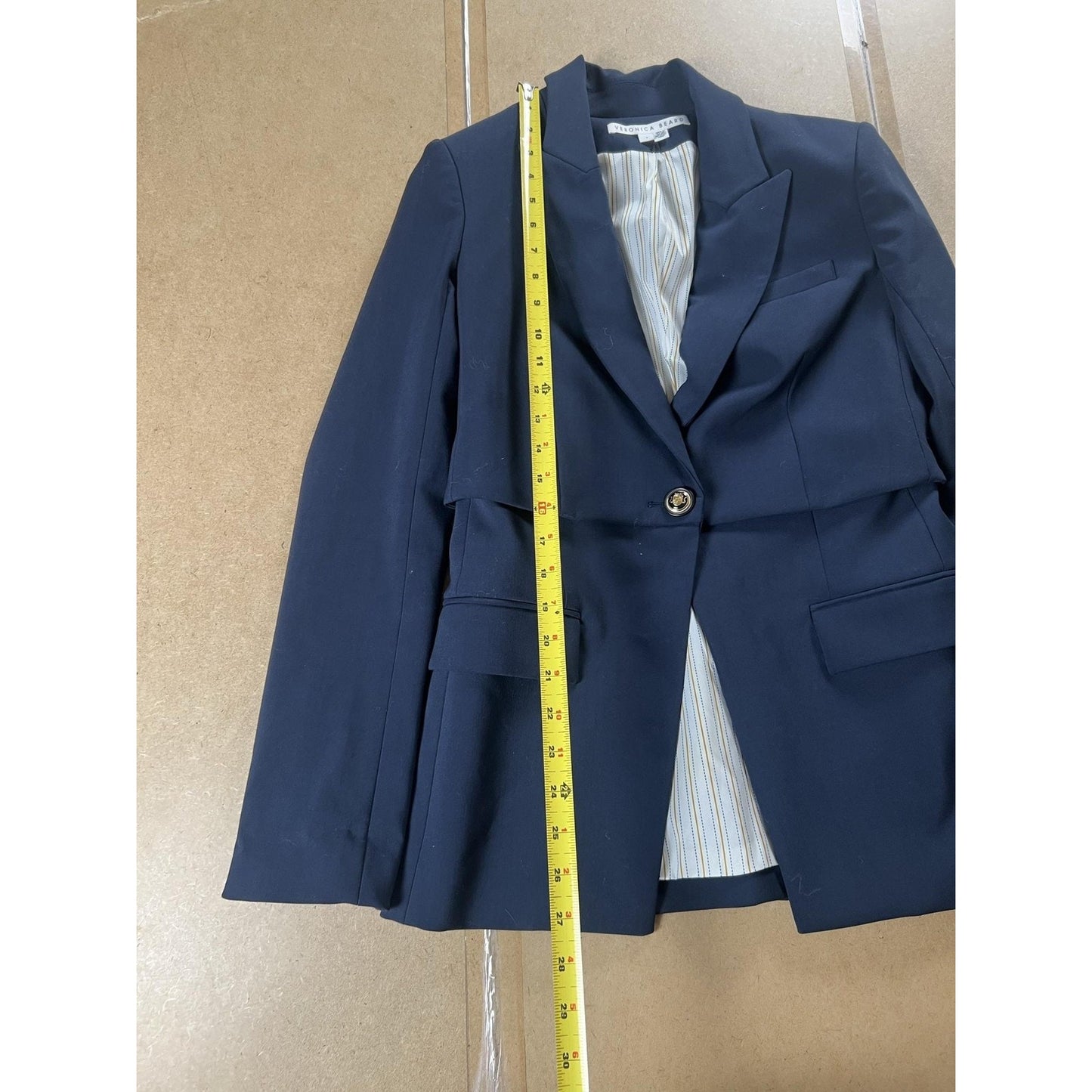 Veronica Beard Blazer Womens 4 Blue Slim Collared Lined Pockets Button