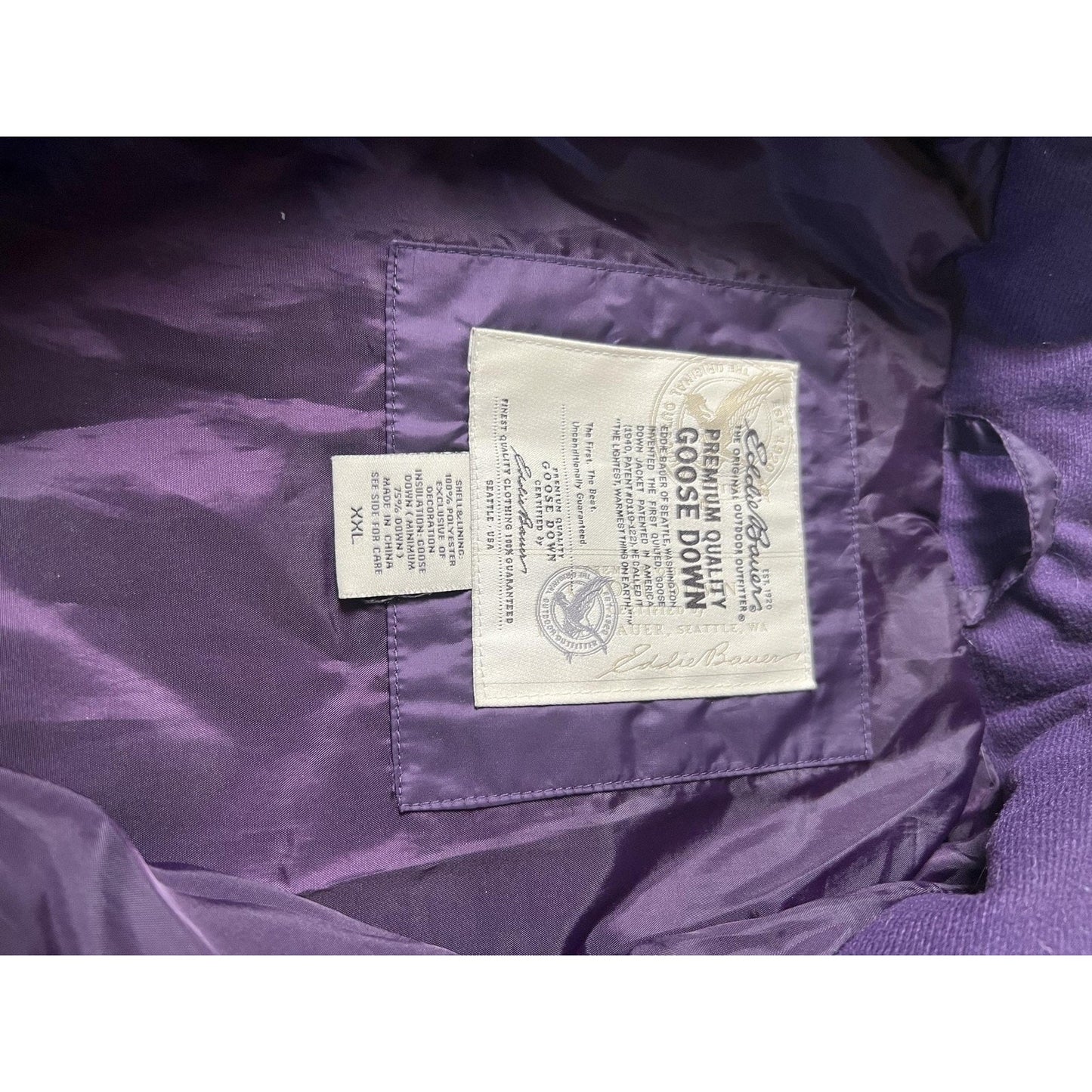 Eddie Bauer Jacket Womens XXL Purple Quilted Down Insulated Pockets Zip
