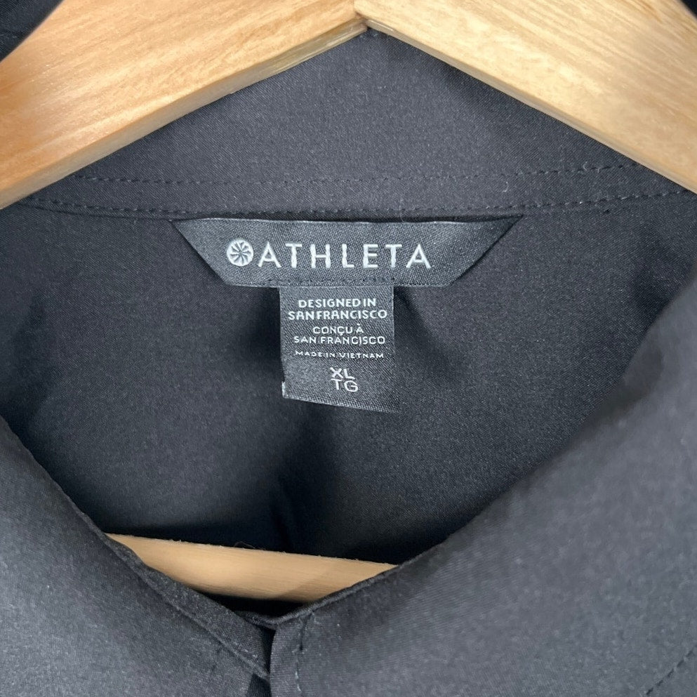 Athleta XL Button Down Black Long Sleeve Oversized Women's
