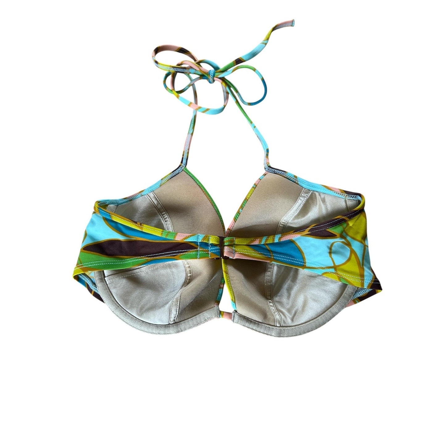 Victoria's Secret Bikini Top Womens 36D Multicolor Halter Underwire Padded