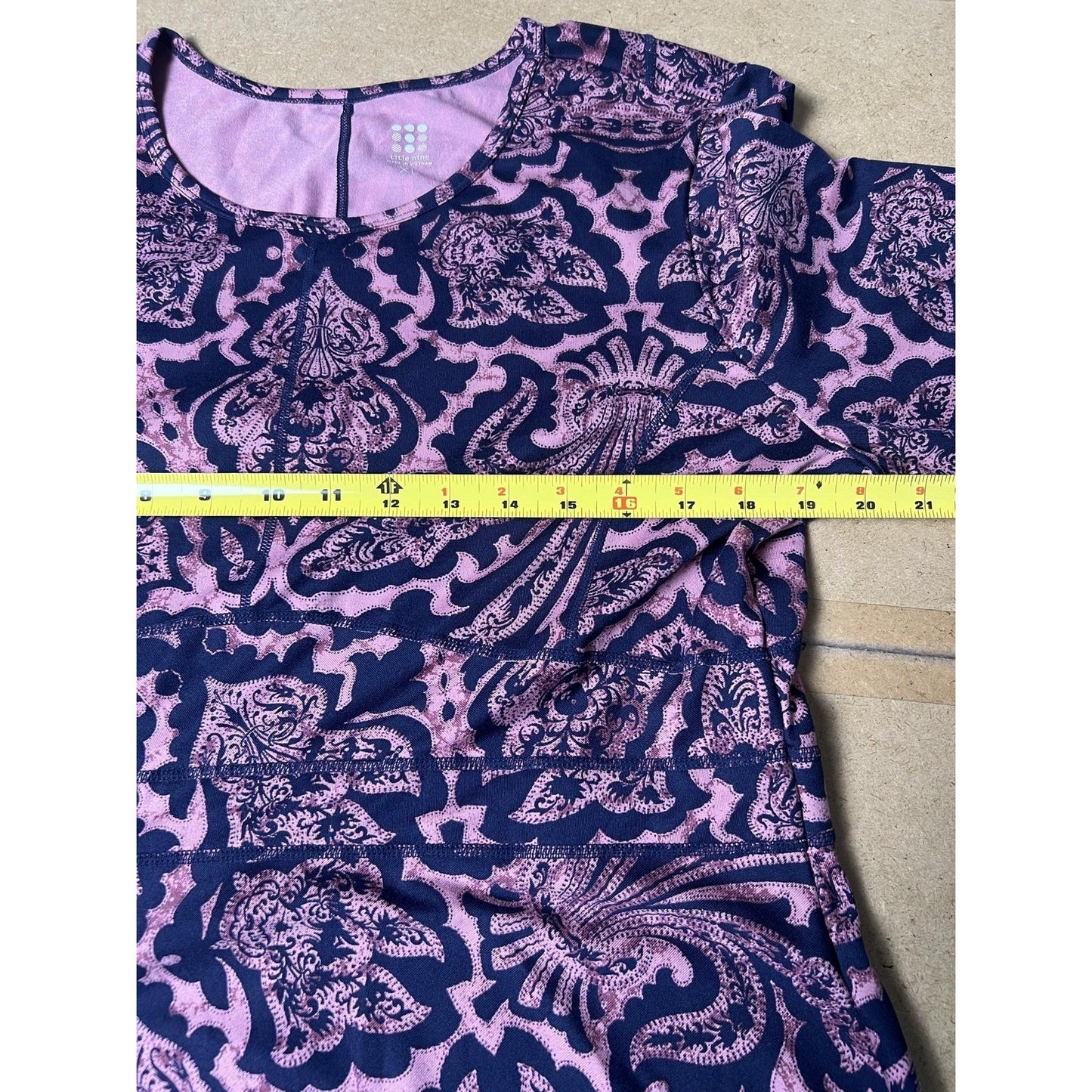 Title Nine Dress Womens XL Blue Paisley Fit & Flare Round Neck Knee Pockets