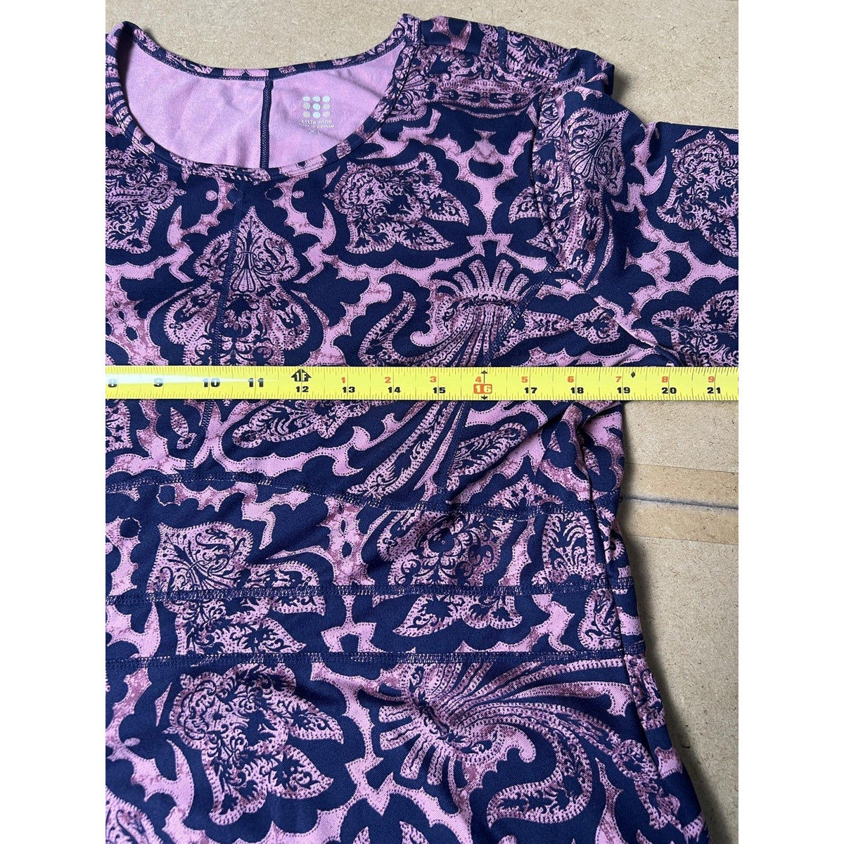 Title Nine Dress Womens XL Blue Paisley Fit & Flare Round Neck Knee Pockets