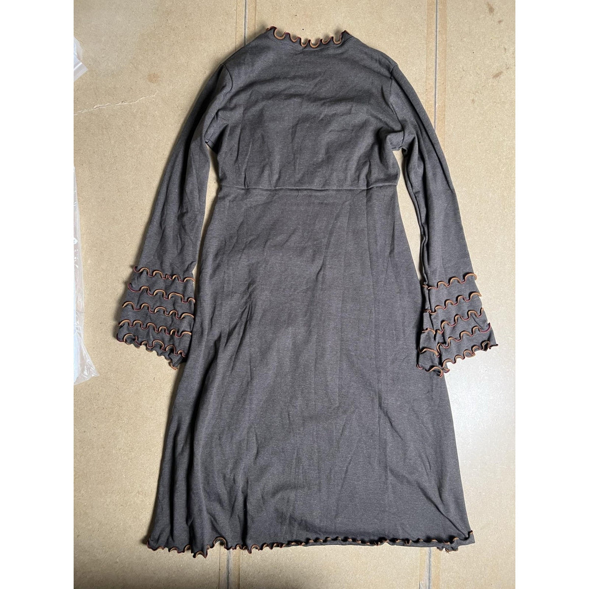Laura Hlavac Dress Womens XL Gray Fit & Flare V-Neck Empire Waist Ruffle