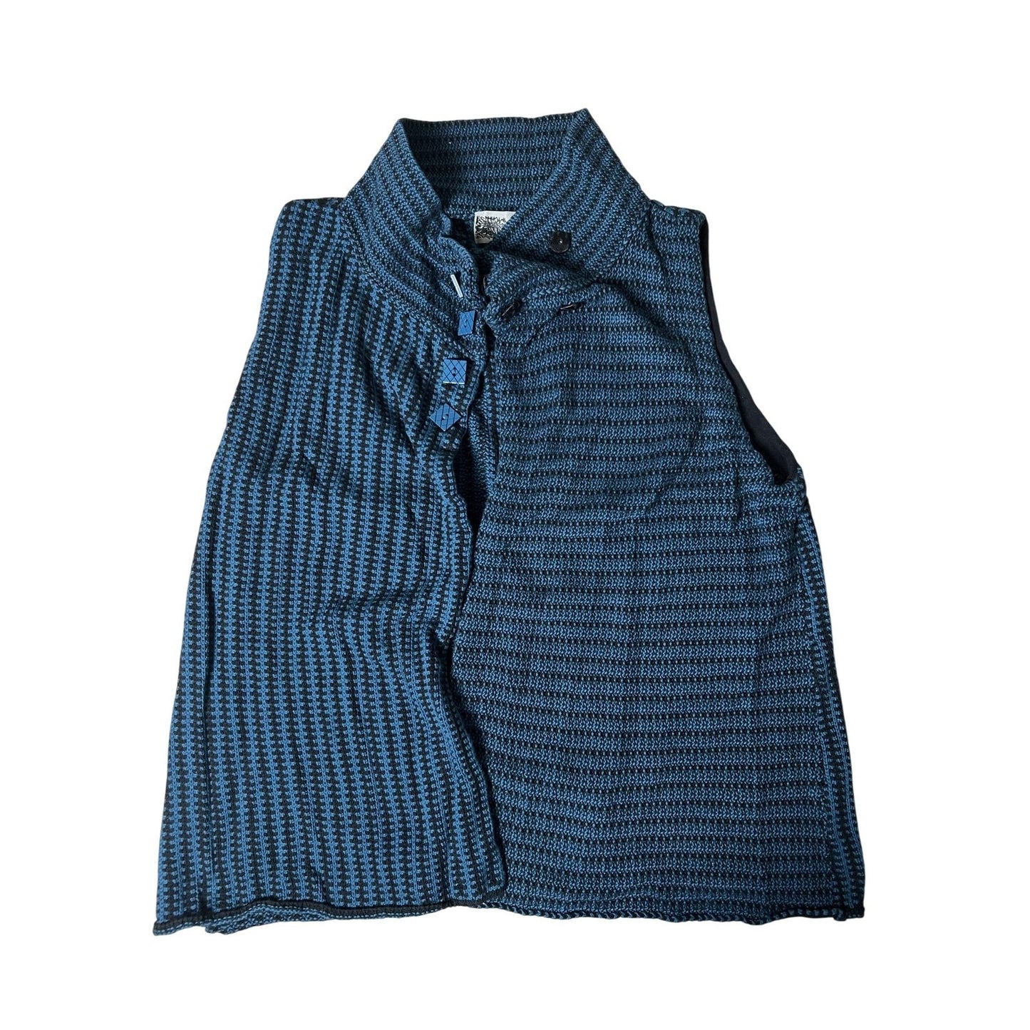 Habitat Vest Womens XL Blue Striped Collared Toggle Pockets Knit Unlined Short