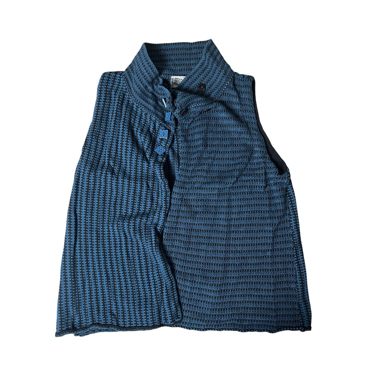 Habitat Vest Womens XL Blue Striped Collared Toggle Pockets Knit Unlined Short