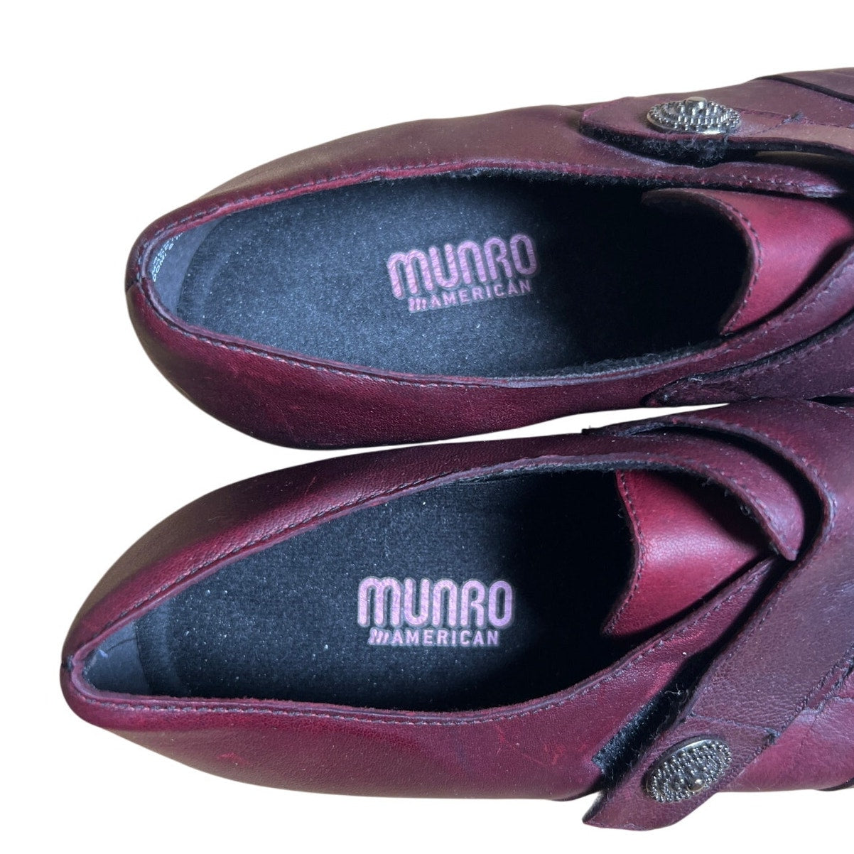 Munro American SZ 7.5W Burgundy Leather Loafer Comfort Walking Shoes