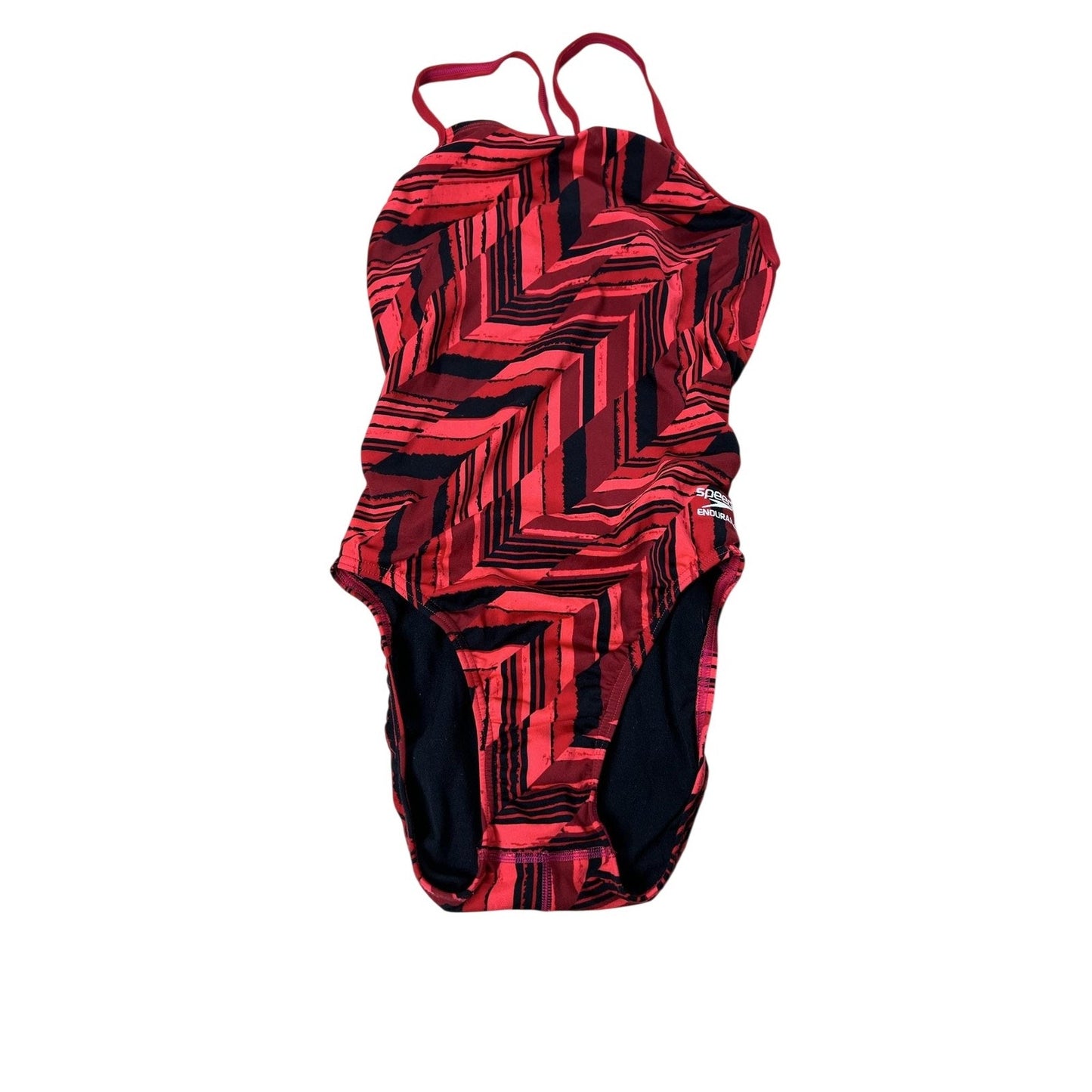 Speedo Swimsuit 28 Women’s Red Chevron One Piece Endurance+ Chlorine Resistant