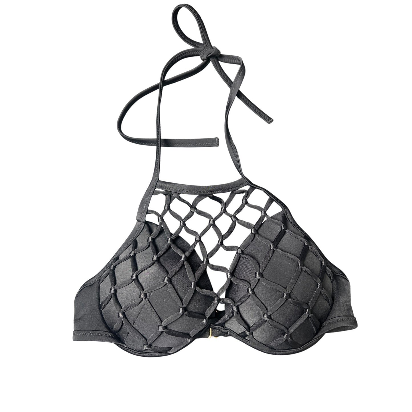 Shade & Shore Black Women's Bikini Bathing Suit Top Light Lift Halter 34B