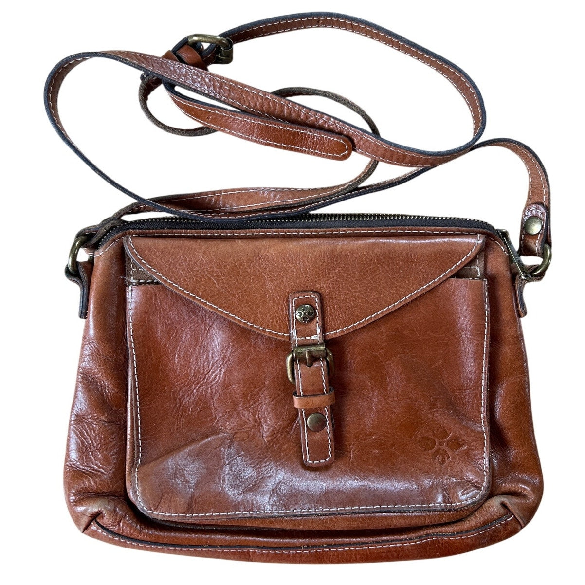 Vintage Patricia Nash Brown Leather Cross Body Shoulder Bag