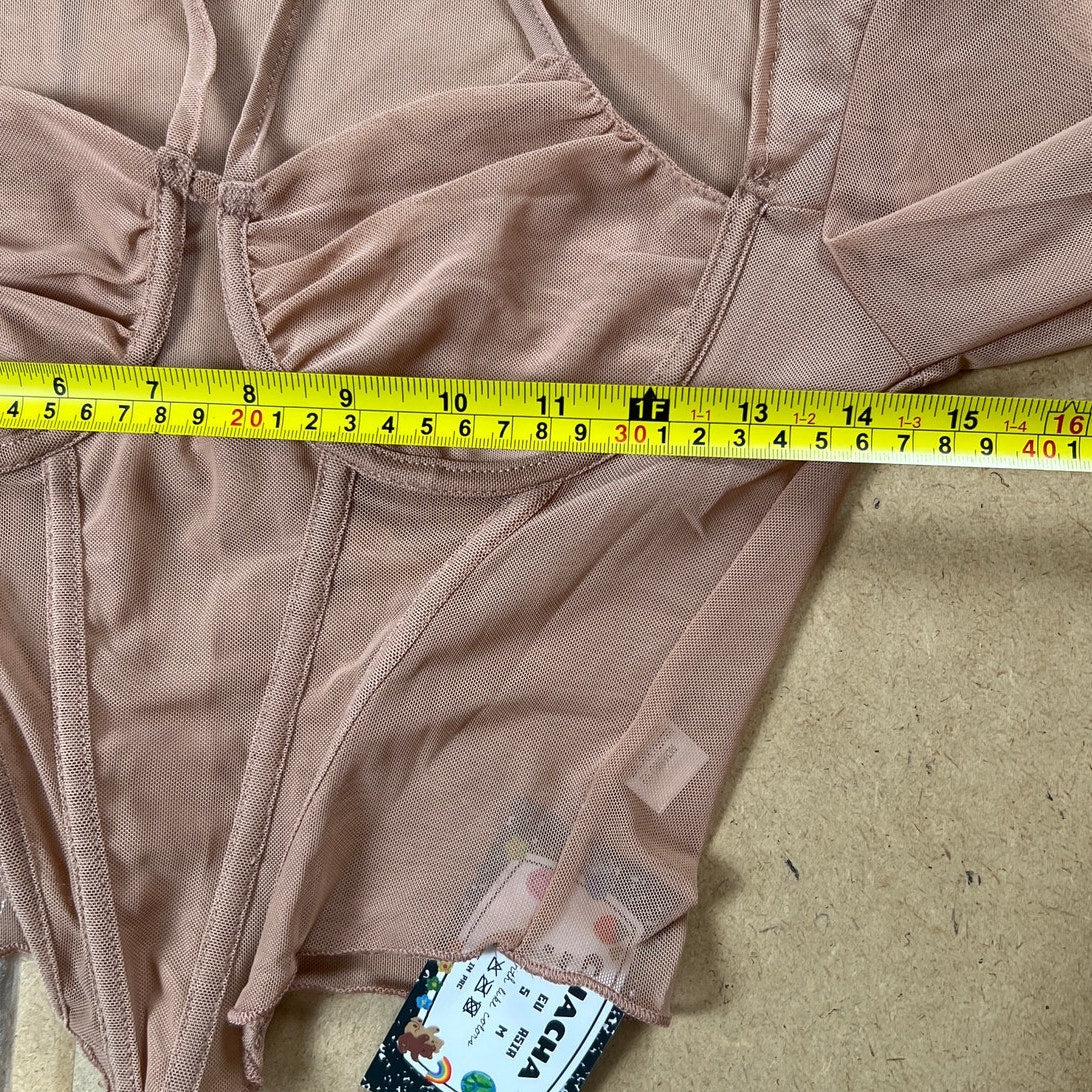 NWT Chacha Nude Mesh Corset Top Size S