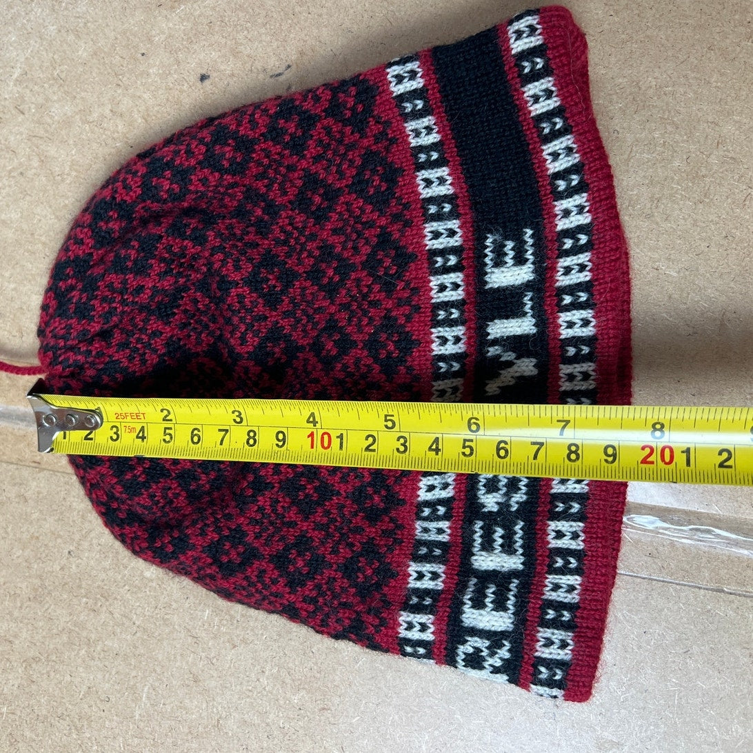 Black Sheep Woolen Red/Black 100% Wool Beanie One Size