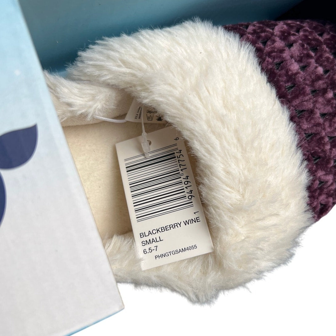 NWT Isotoner Women's Size 6.5-7 Memory Foam Slippers Blackberry Wine