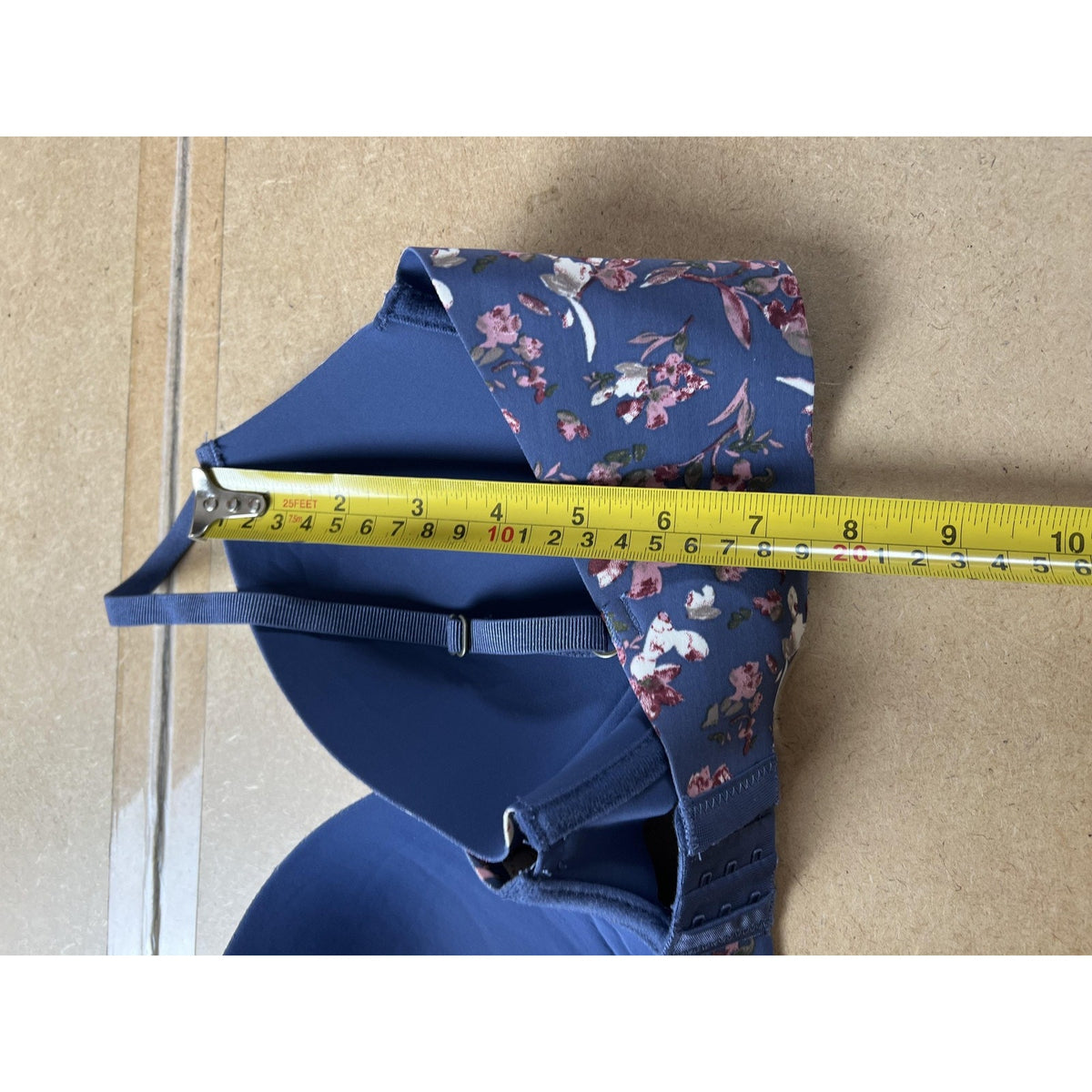 Lucky Brand Bra Womens 36C Blue Floral T Shirt Underwire Padded Microfiber