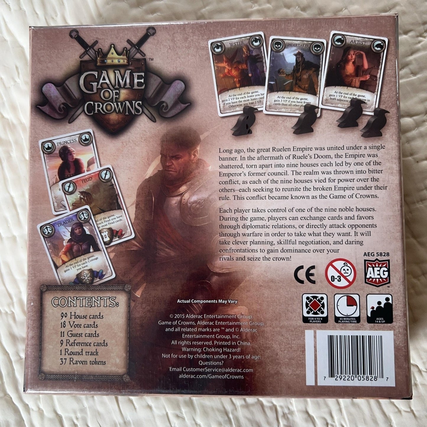 Alderac Entertainment Group Game Of Crowns Strategy Board Game 2015 Complete