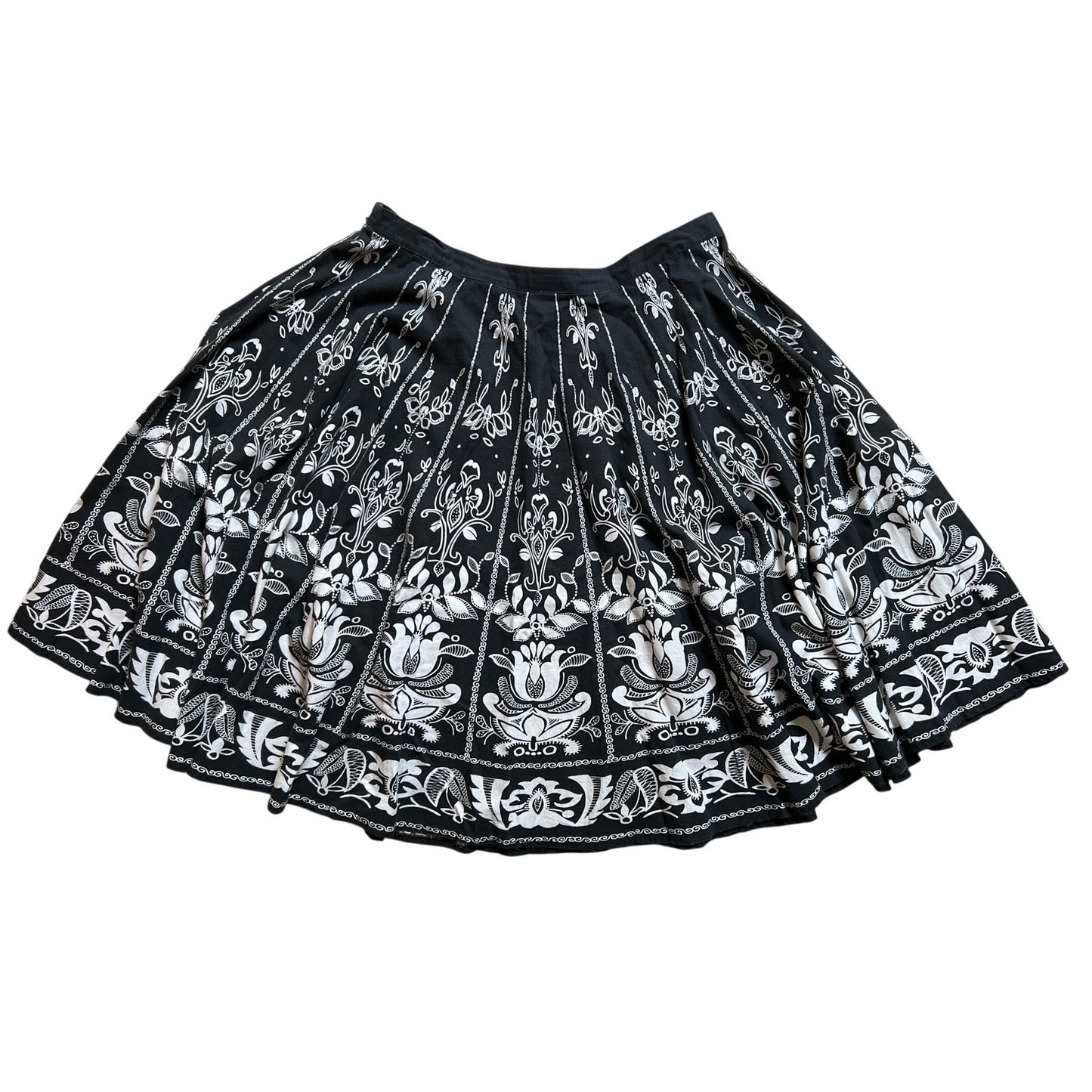 Norm Thompson Black/White Floral Skirt Women Size 16