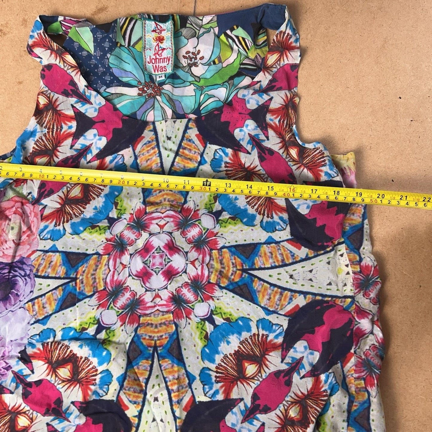 Johnny Was Tank Womens M Multicolor Floral Embroidered Round Neck Rayon