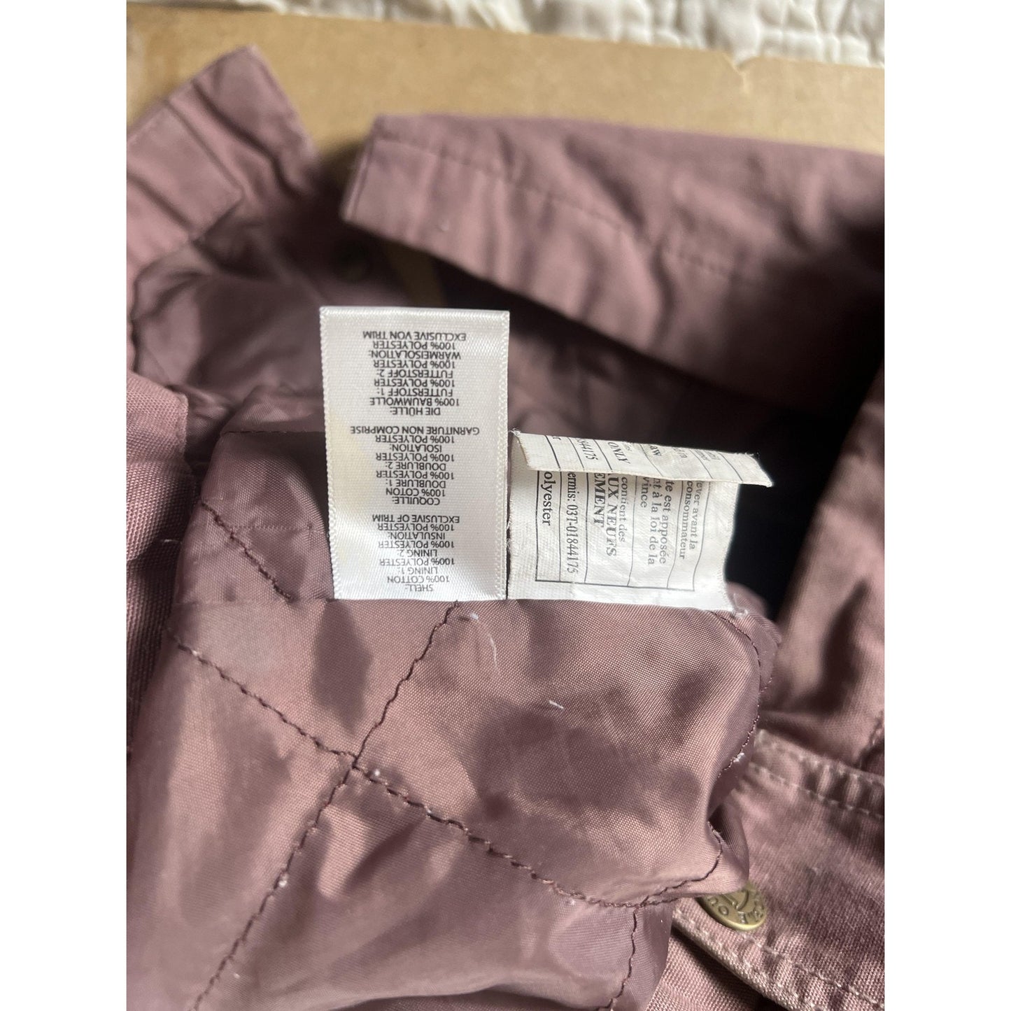 Noble Outfitters Jacket Womens M Purple Hooded Canvas Parka Lined Zip Pockets