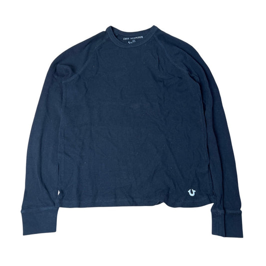 True Religion Waffle Lined Black Men Long Sleeve Top Size XL