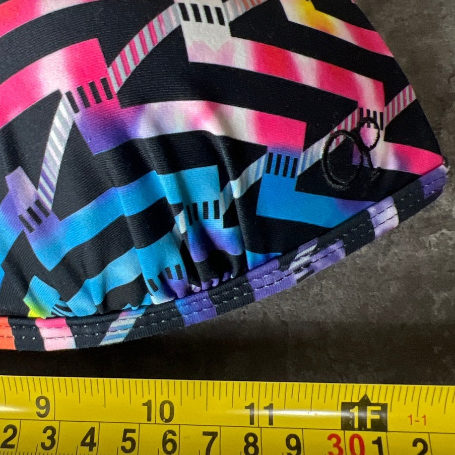 Ocean Pacific Striped Rainbow Multicolor Halter Bikini Top Size Large L - EUC