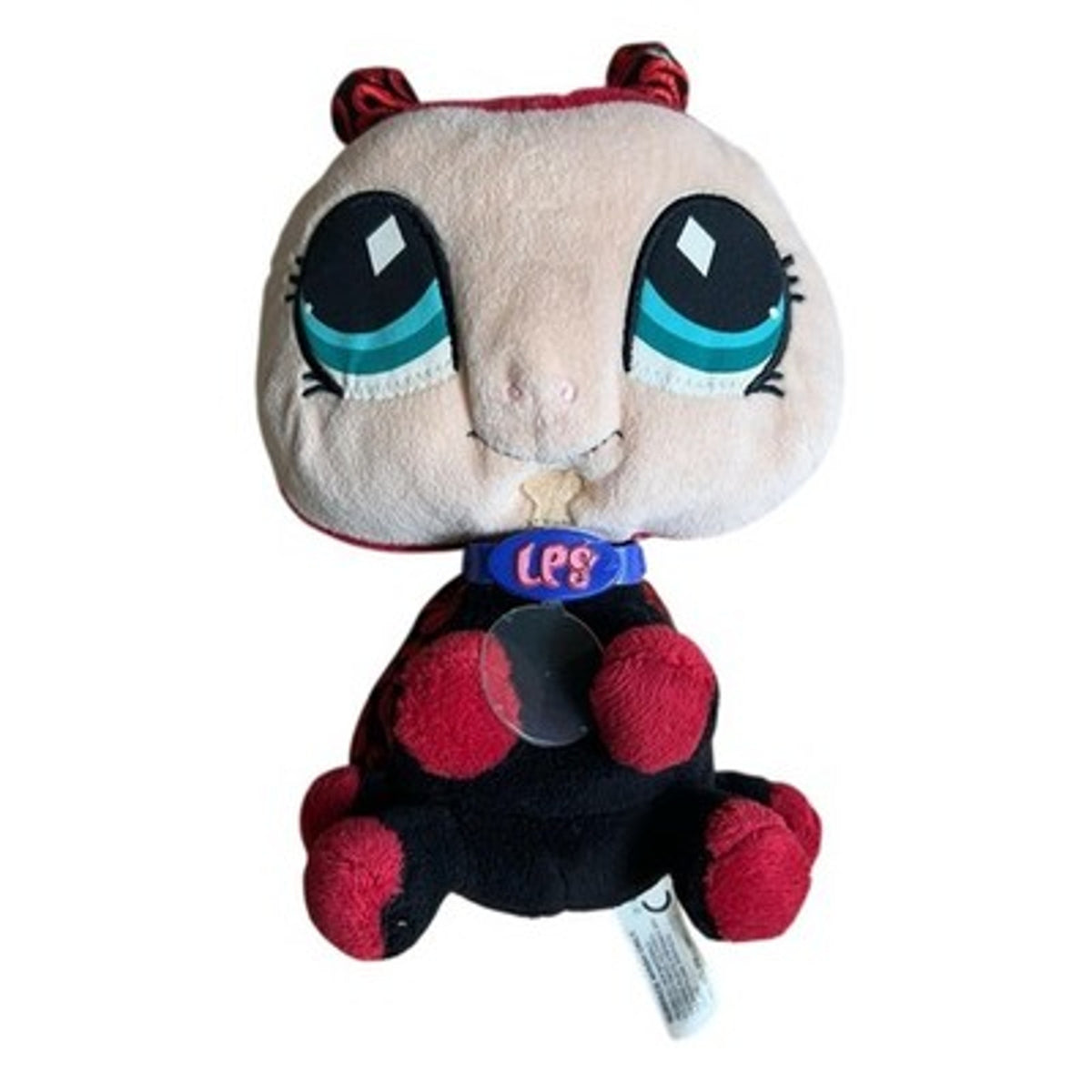 Littlest Pet Shop Ladybug Plush Red Black Small Hasbro LPS Collar Made In China