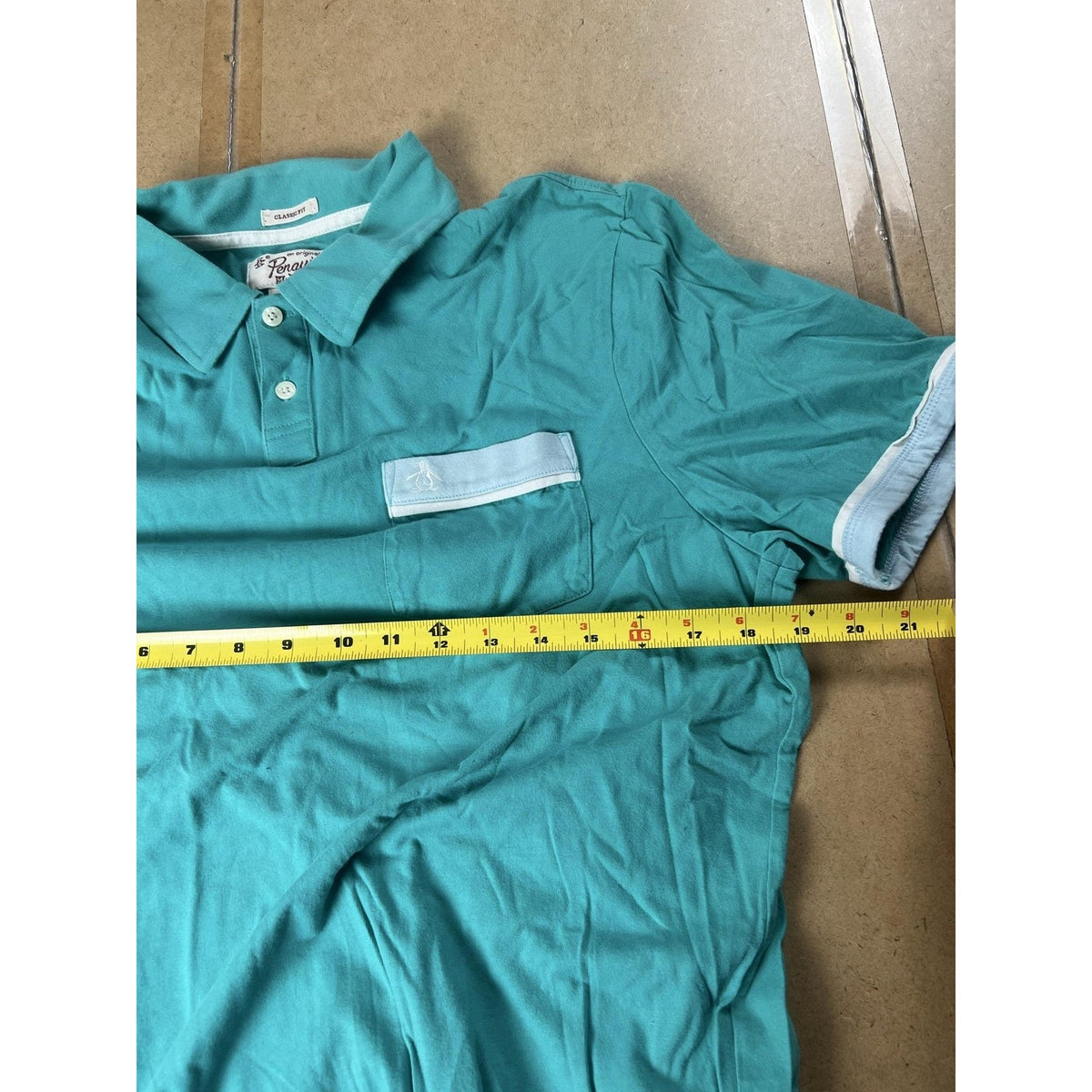 Original Penguin Polo Mens L Green Classic Fit 100% Cotton Pocket Collared