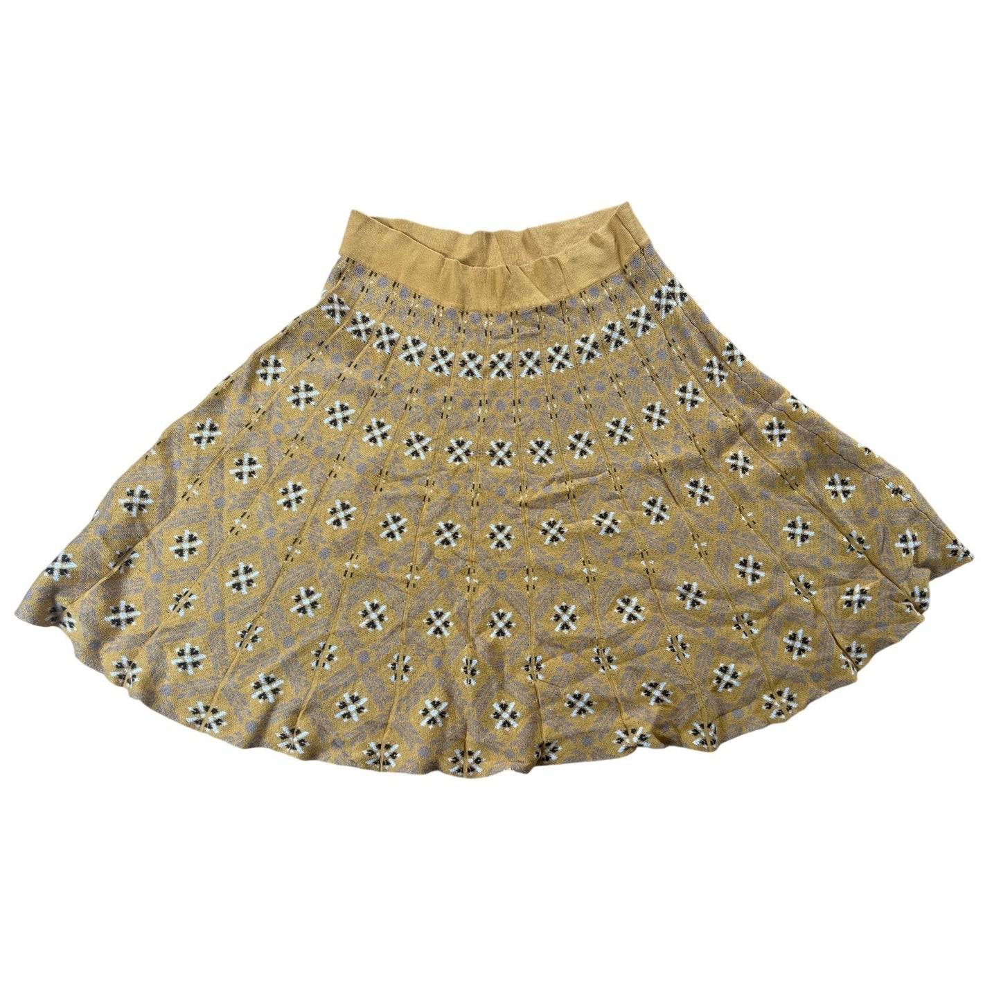 Anthropologie Yellow Pleated Skirt Women Size Large