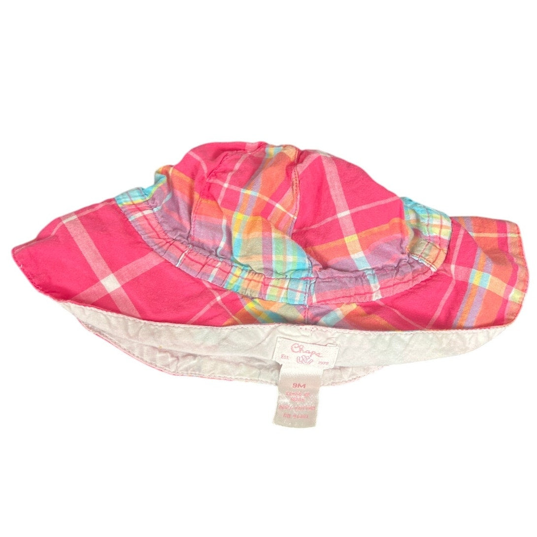 Chaps Size 9M Plaid Baby Bucket Hat Summer Pink