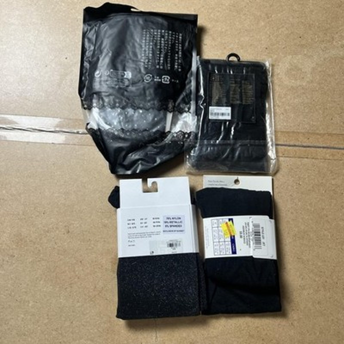 Mixed Brands Leggings Womens F Black Control Top Nylon Spandex Lot 4 Assorted