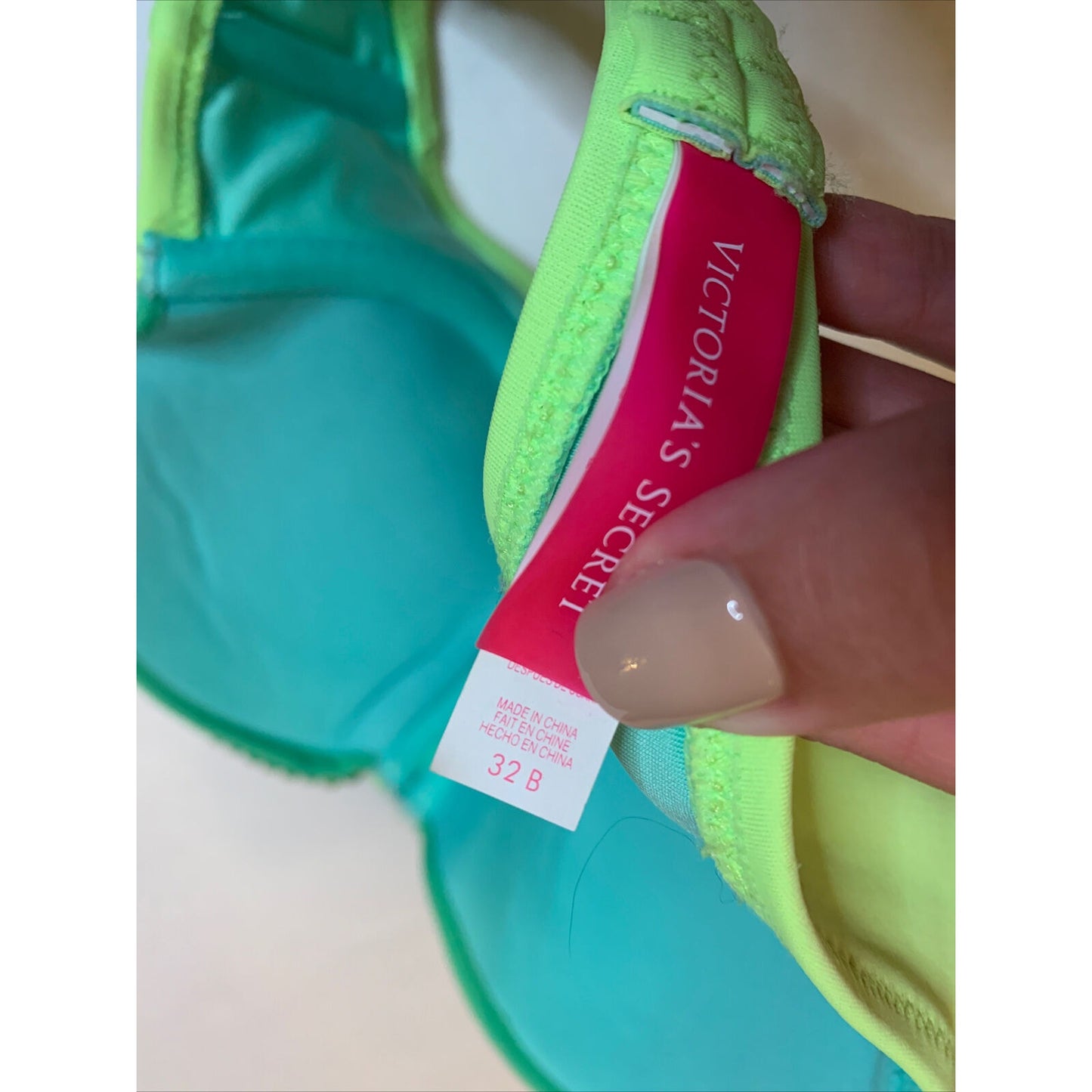 Victoria's Victoria Secret Bikini Strapless Top Green Sequin Size 32B