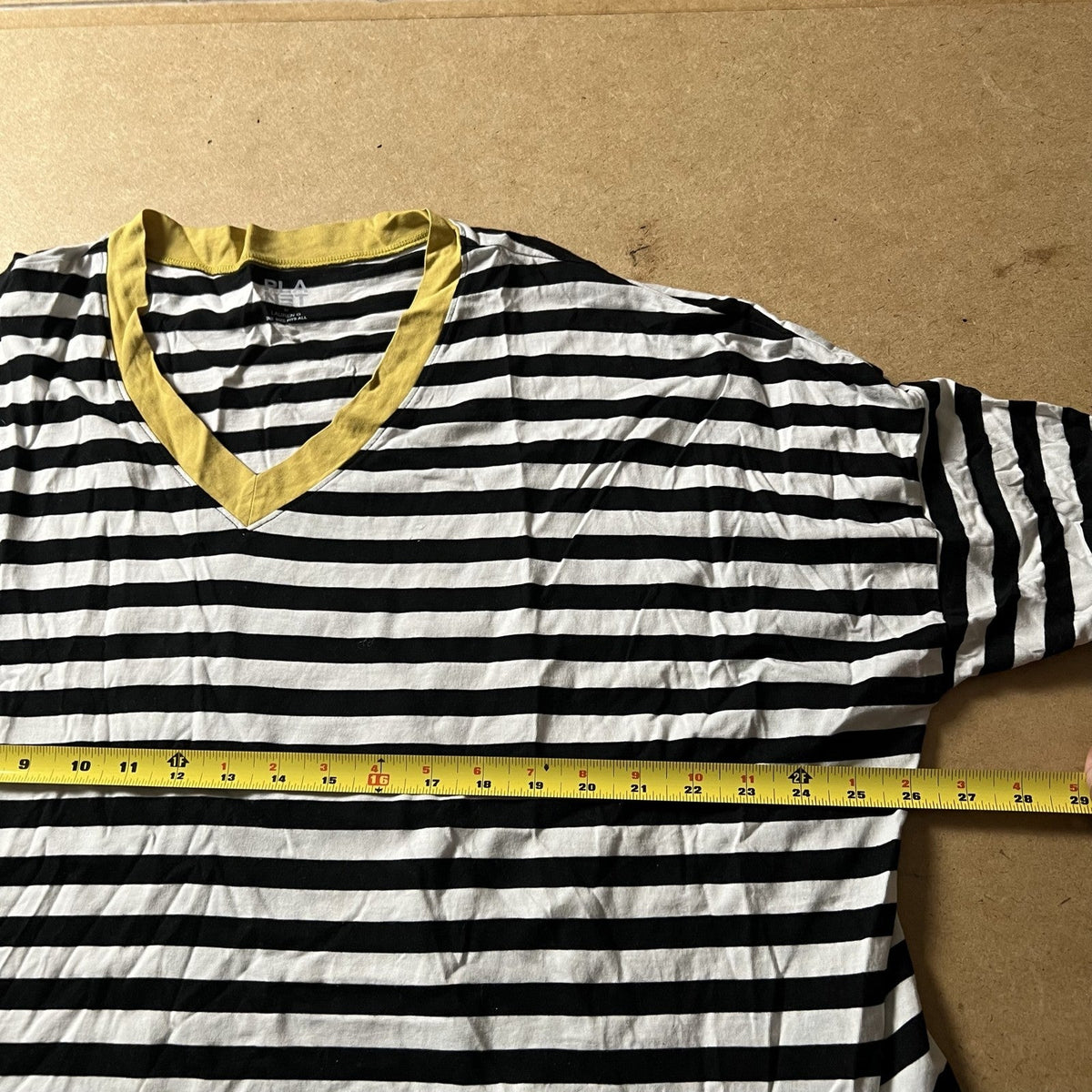 Planet By Lauren G T-Shirt Womens One Size Striped Black White V-Neck Cotton