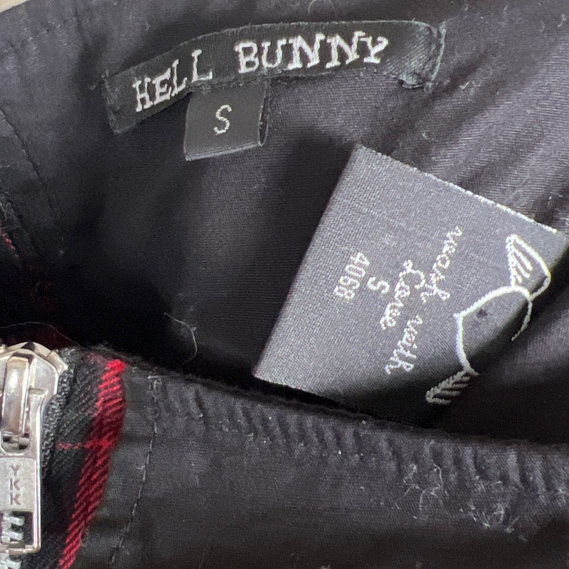 Hell Bunny Small Plaid Red Tartan Grunge Dress Tie Back