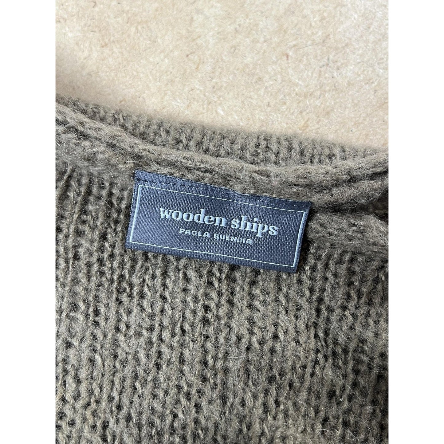 Wooden Ships Tunic Womens M/L Brown Boat Neck Knit Mohair Wool Relaxed Pullover