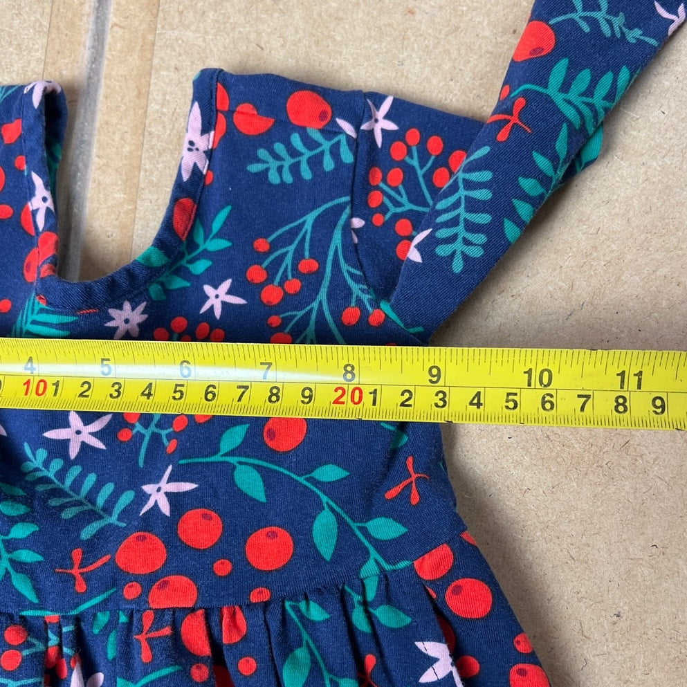 Hanna Andersson Girls  Red Floral Long Sleeve Dress  Size 3T