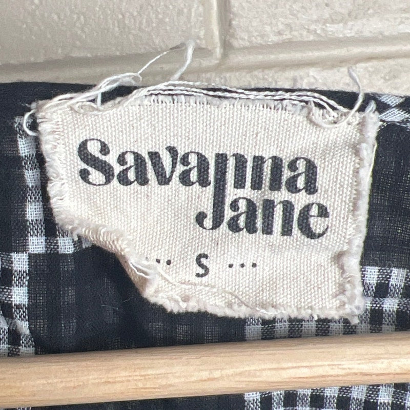Savannah Jane Small Plaid Embroidered Boho Top