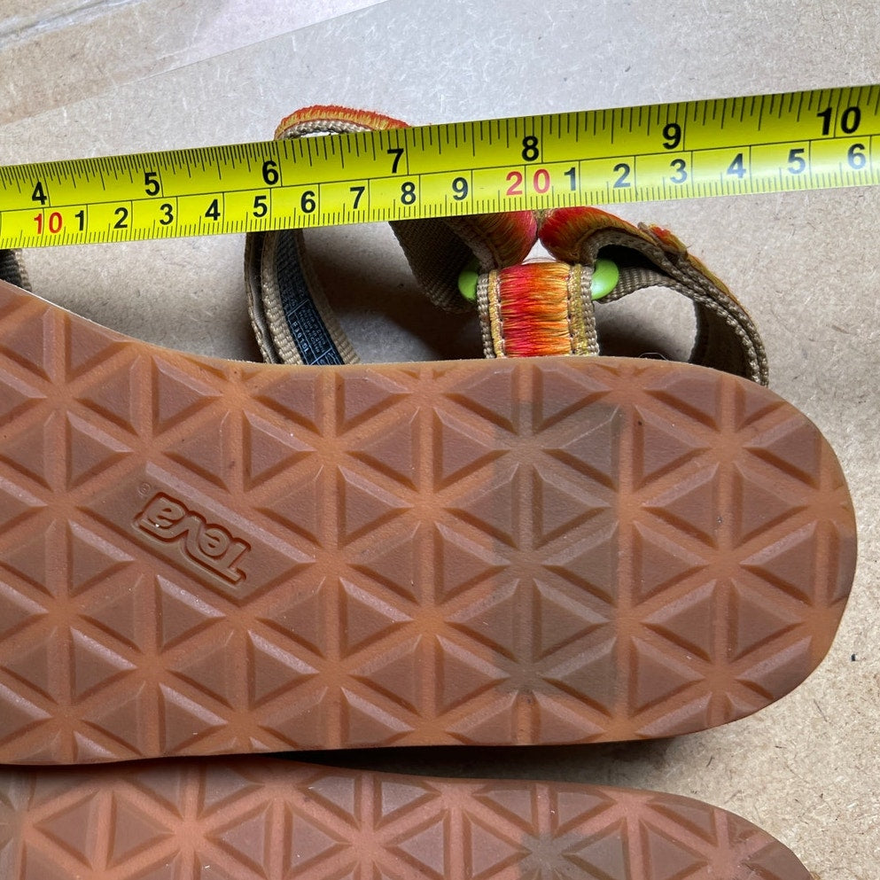 Teva Original Universal Sandals Womens 8 Orange Ombre Thread Leather Hook Loop