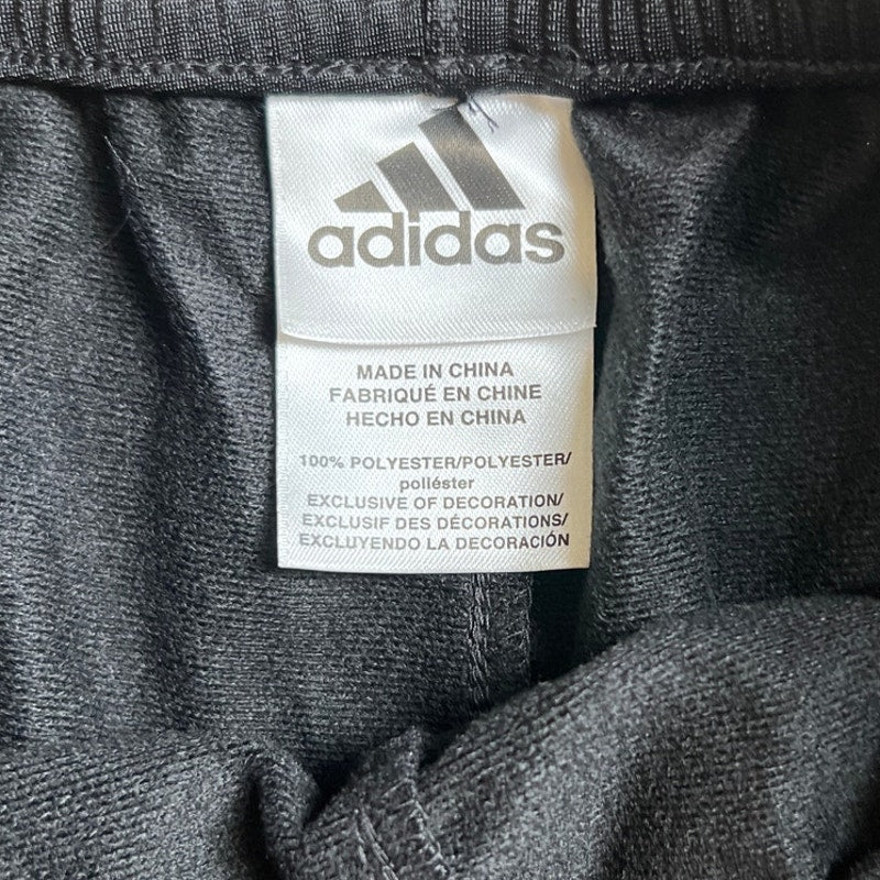 NWT Adidas Girls Track Pants Black 3 White Stripes Pockets Elastic Waist sz Medium