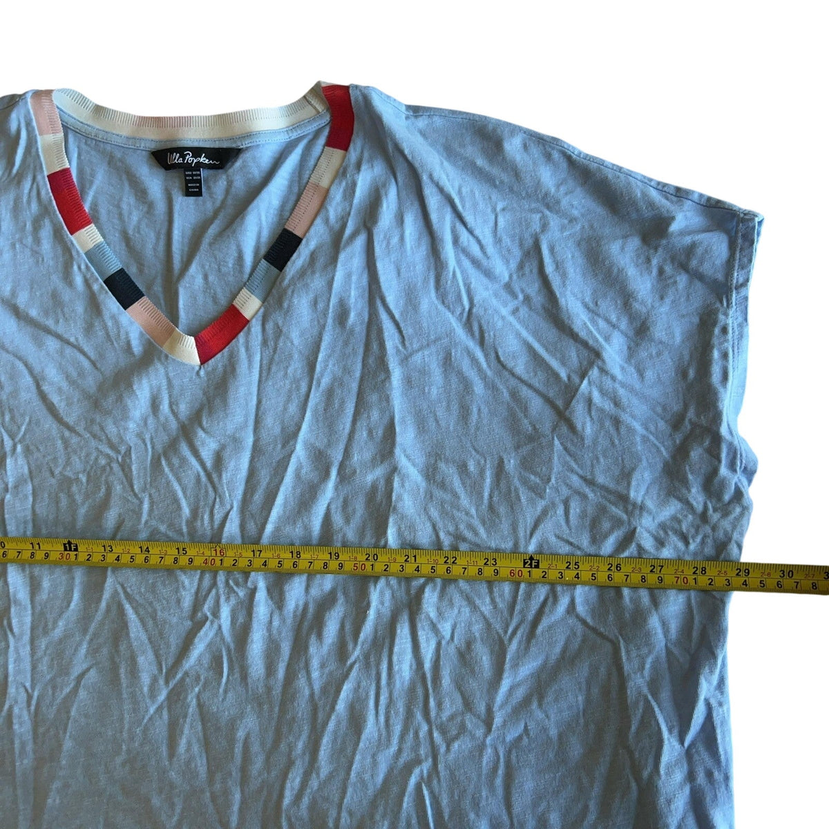Ulla Popken T-Shirt 24/26 3x Womens Blue Kimono Round Neck Cotton Relaxed