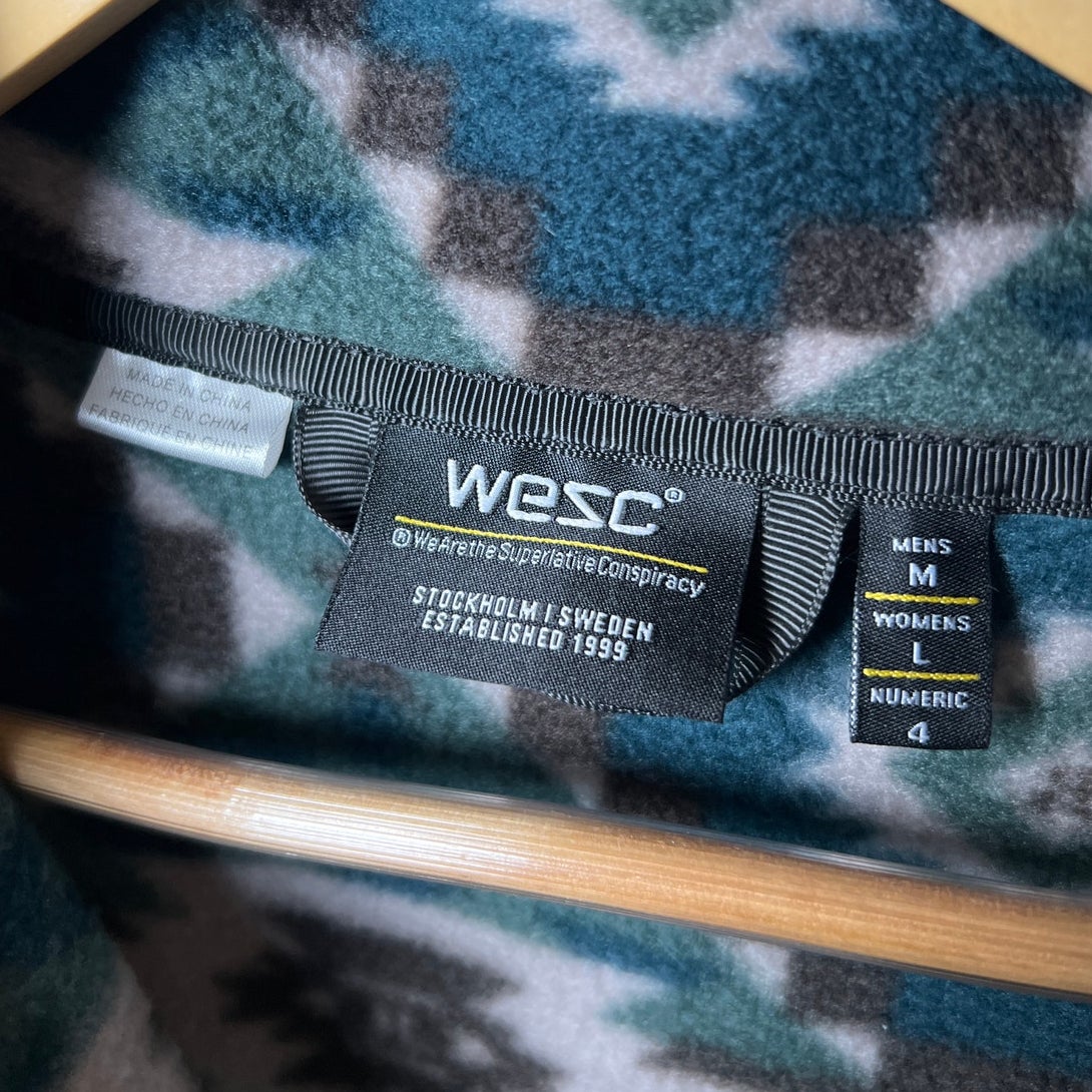 WESC UNisex Aztec Print Full Zip Fleece Jacket Men's Medium