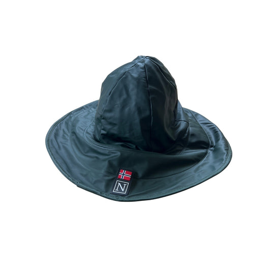 Norwegian Black Waterproof Bucket Rain Hat Size 57cm Fleece Lining Ear Flaps