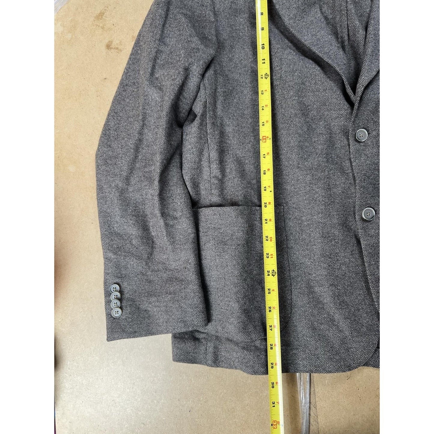 Blazer Mens 46 Gray Wool-Blend Tweed Patch Pocket Two-Button Made In Canada