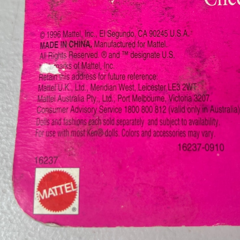 1996 Ken Mattel Barbie Fashions 16237 Lantern Plaid *Sealed damaged box*