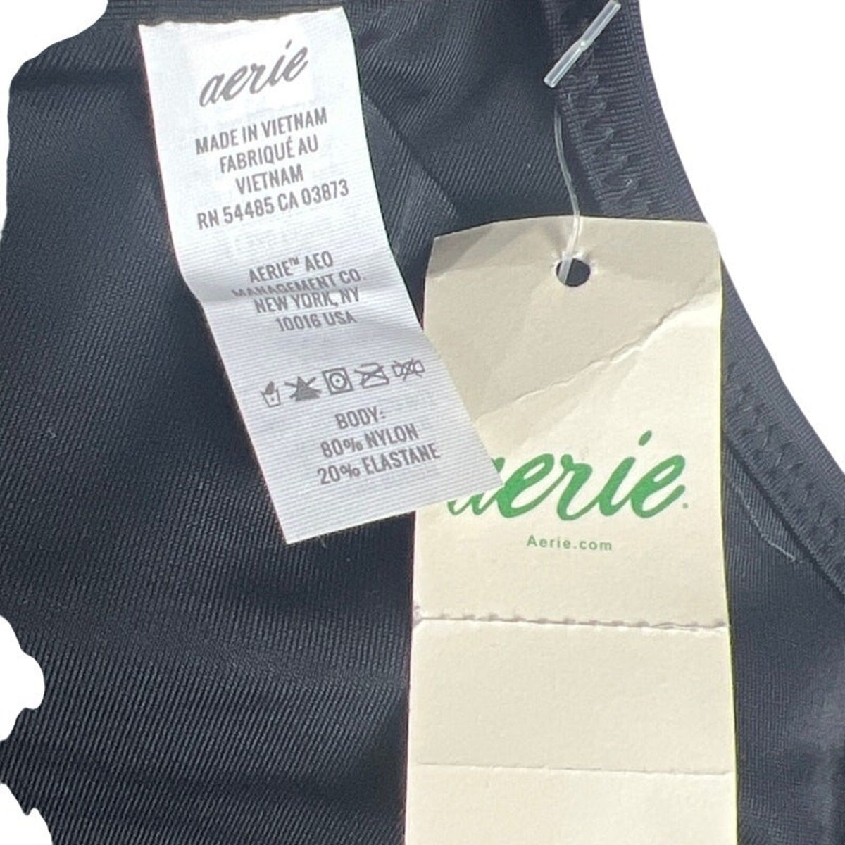 Aerie NWT Medium M Black Bikini Swim Top Bow Tie Front