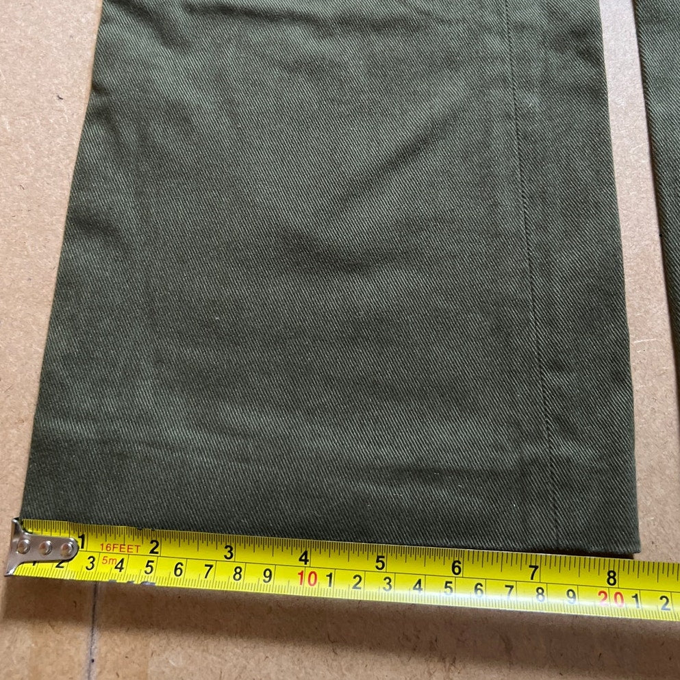Massimo Dutti Olive Green Cotton Linen Blend Slim Fit Pants Size 4