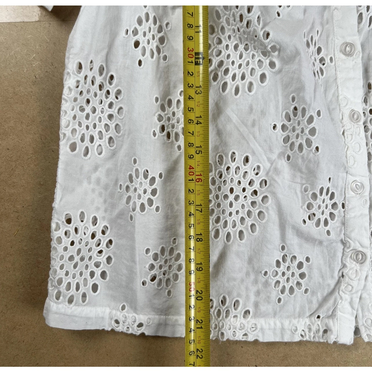 Michael Stars Button Down Womens S White Eyelet Short Sleeve Collared Cotton