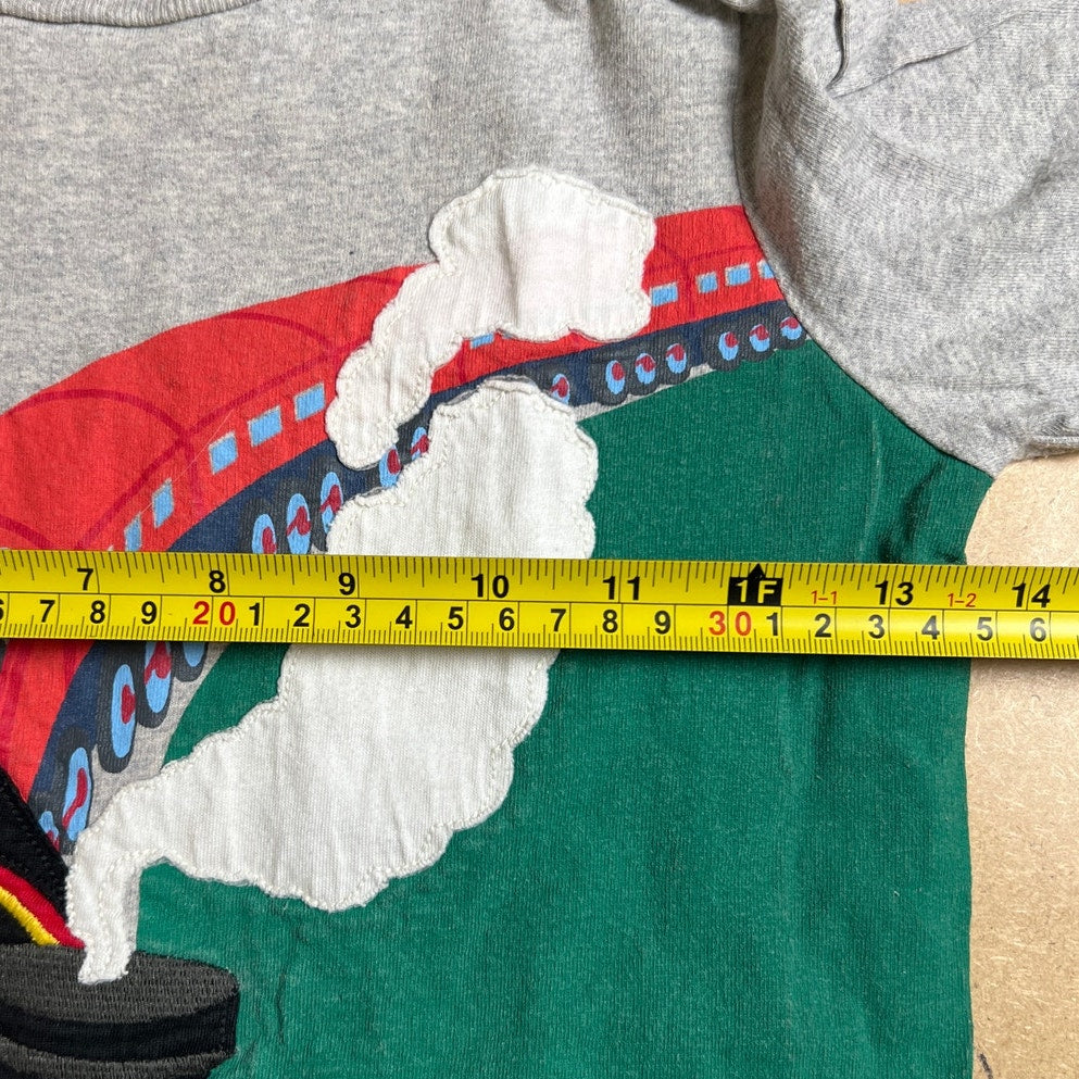 Mini Boden Gray Train Applique Long Sleeve Boy Size 6-7Y