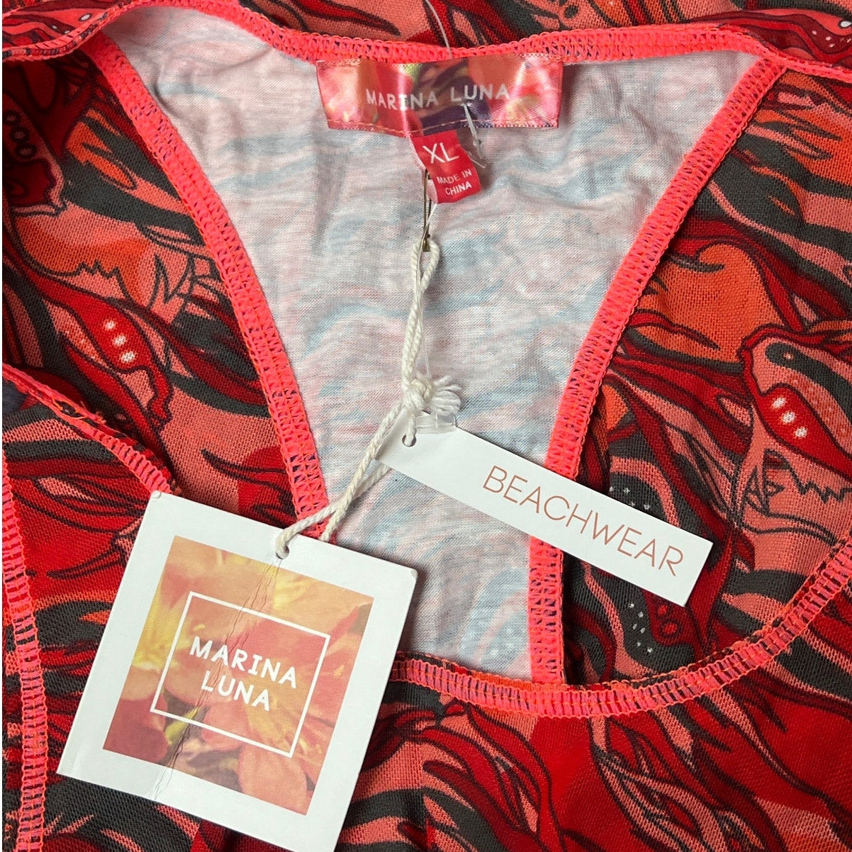 NWT Marina Luna High-Low Mesh Coverup Dress Size XL
