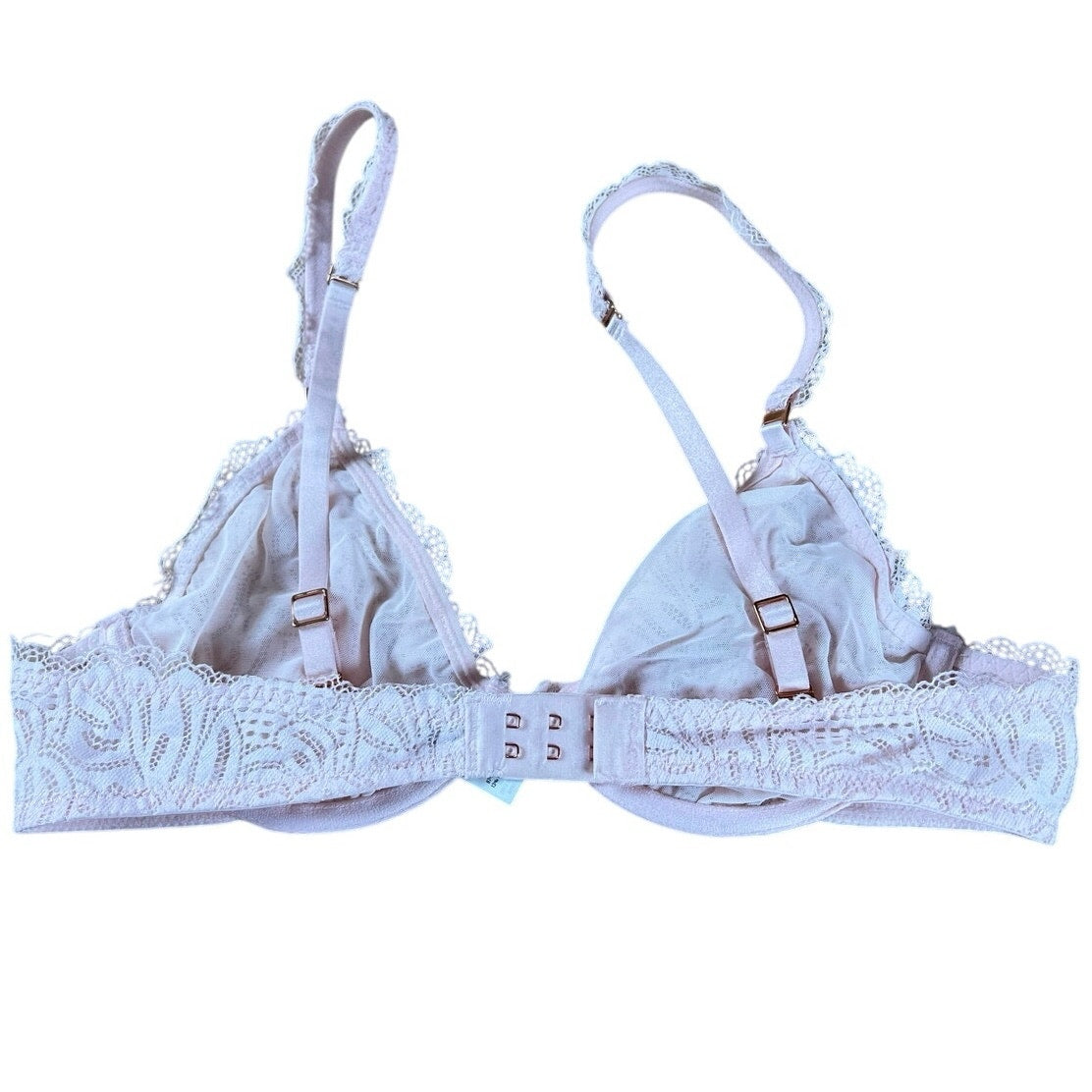 Aerie Bra Womens 34B Pink Bralette Unpadded Lace Sheer Adjustable Hook & Eye