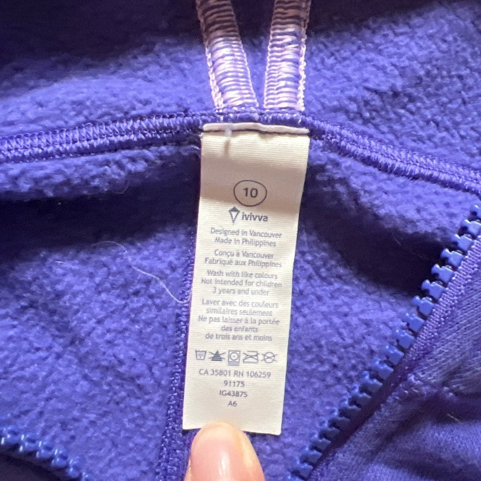 Ivivva By Lululemon Purple Sweater With Thumb Holes Girl Size 10