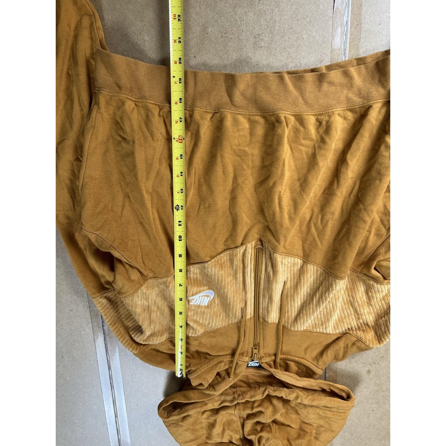 NIKE Sweater Womens M Brown Full Zip Hooded Terry Pockets Relaxed Fit Logo